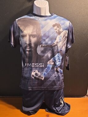 MESSi Kids Blue Soccer Matching Set - Short Sleeve Tee & Shorts